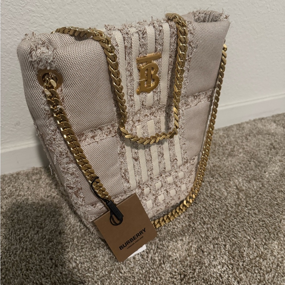Burberry Cream and Gold Shoulder Bag NEW w tags